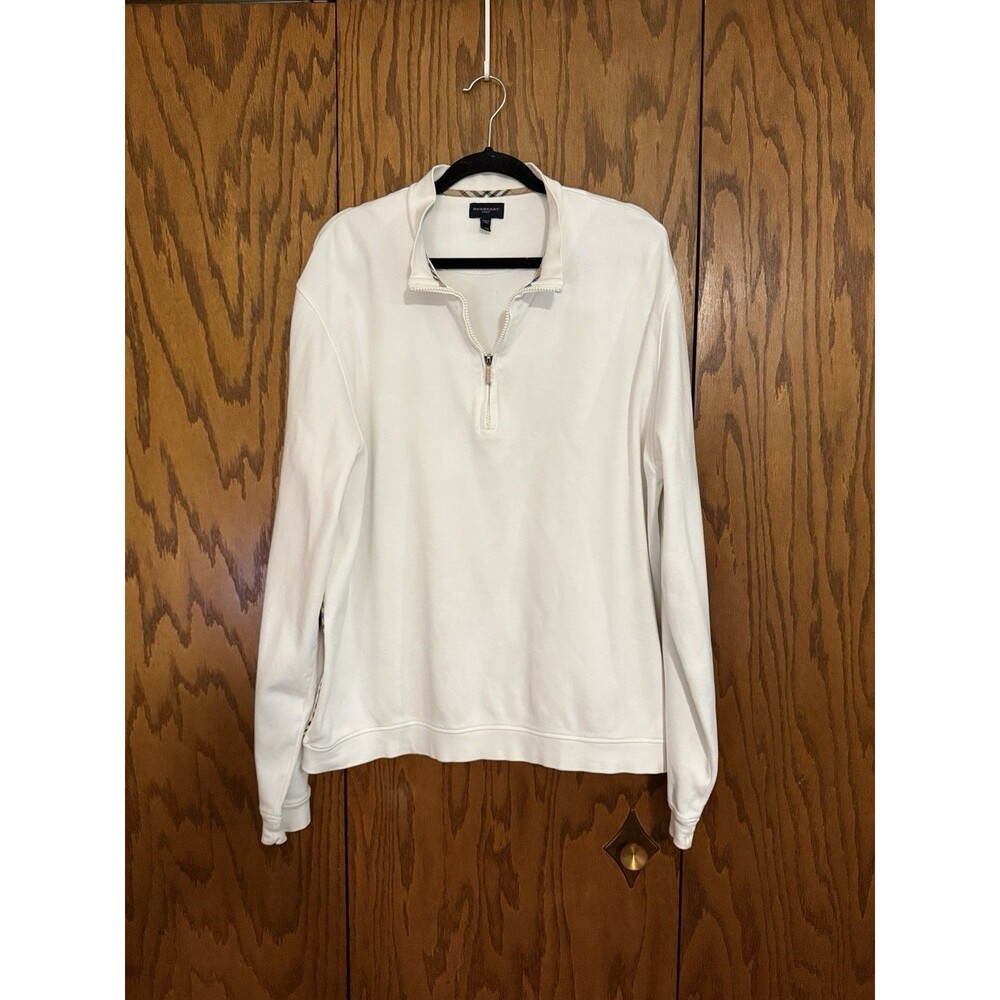 Burberry Golf White Quarter Zip Pullover Nova Check XXL
